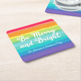 Merry und Bright Custom Rainbow Weihnachts-Party Rechteckiger Pappuntersetzer