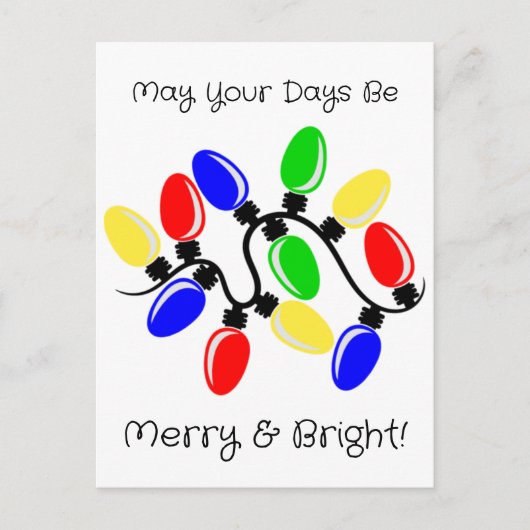 Merry und Bright Feiertagspostkarte (Vorderseite)