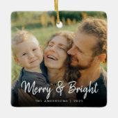 Merry und Bright | Frohes Weihnachtsfest in der Fa Keramikornament (Vorderseite)