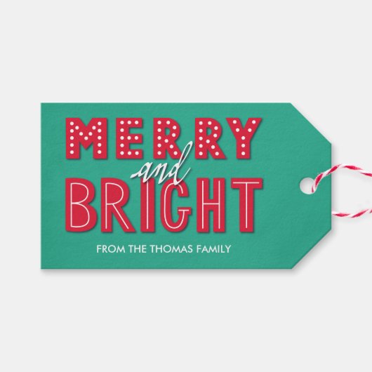Merry und Bright Geschenkanhänger (Vorderseite (Horizontal))