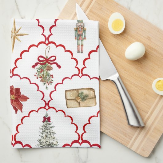 Merry und Bright Geschirrtuch (Viertel Falte)