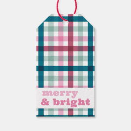 Merry und Bright Gingham Weihnachtsgeschenk Tag Geschenkanhänger