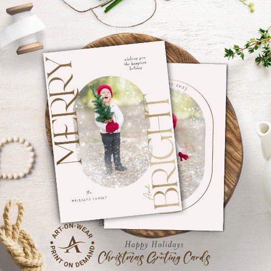 Merry und Bright Gold Typografie Blush Pink Rahmen Einladung