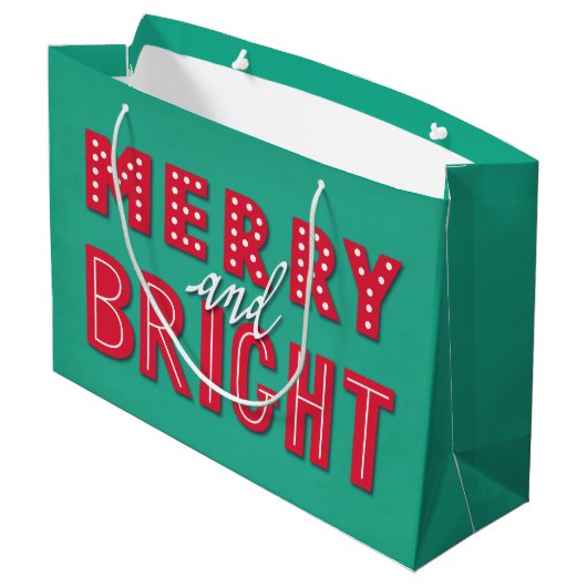Merry und Bright Große Geschenktüte (Rückseite Schrägansicht)