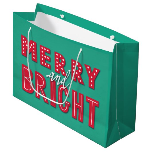 Merry und Bright Große Geschenktüte (Vorderseite Schrägansicht)