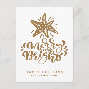 Merry und Bright Happy Holidays Postkarte