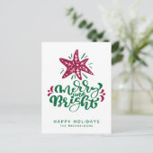 Merry und Bright | Happy Holidays Postkarte (Stehend Vorderseite)
