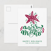 Merry und Bright | Happy Holidays Postkarte (Vorne/Hinten)