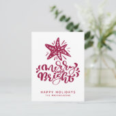 Merry und Bright | Happy Holidays Postkarte (Stehend Vorderseite)