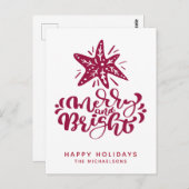Merry und Bright | Happy Holidays Postkarte (Vorne/Hinten)
