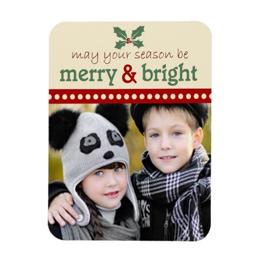 Merry und Bright Holiday Foto Flexi Magnet (Vertikal)