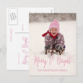 Merry und Bright | Holiday Foto Postkarte (Vorne/Hinten)