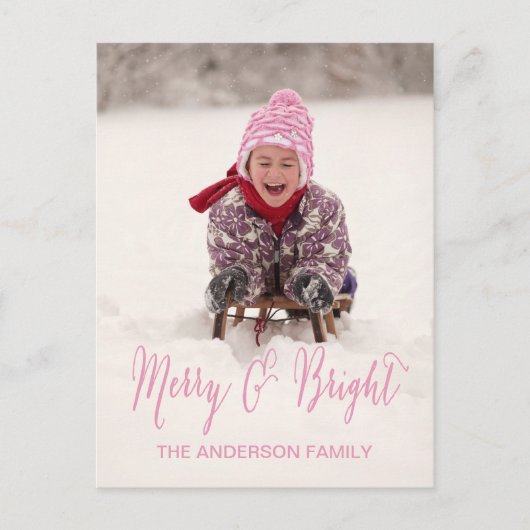 Merry und Bright | Holiday Foto Postkarte (Vorderseite)