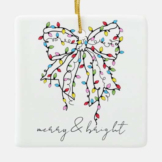 Merry und Bright Holiday Keepake Keramikornament (Vorderseite)