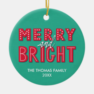 Merry und Bright Keramikornament