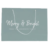 Merry und Bright | Lässige Skriptkalligrafie Große Geschenktüte (Rückseite)