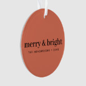 Merry und Bright | Minimalistischer Weihnachtsweic Ornament (Vorderseite)