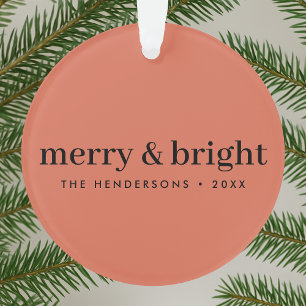 Merry und Bright   Minimalistischer Weihnachtsweic Ornament