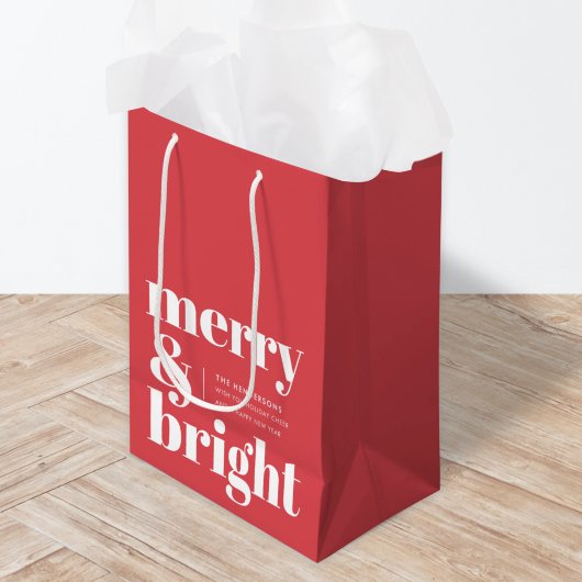 Merry und Bright | Modern Christmas Bright Red Mittlere Geschenktüte