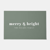 Merry und Bright | Modern Minimal Christmas Green Fußmatte (Vorderseite)