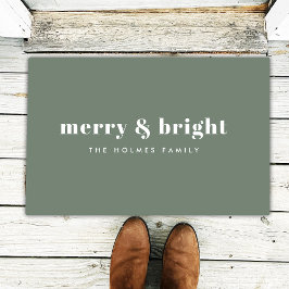 Merry und Bright | Modern Minimal Christmas Green Fußmatte