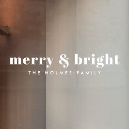 Merry und Bright | Modern Minimal Christmas White Fensteraufkleber