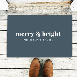 Merry und Bright | Modern Xmas Dusky Smoke Blue Fußmatte