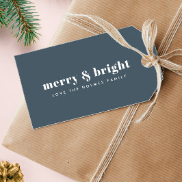 Merry und Bright | Modern Xmas Dusky Smoke Blue Geschenkanhänger