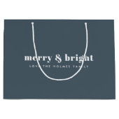 Merry und Bright | Modern Xmas Dusky Smoke Blue Große Geschenktüte (Vorderseite)