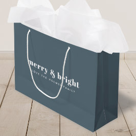 Merry und Bright | Modern Xmas Dusky Smoke Blue Große Geschenktüte