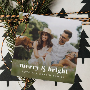Merry und Bright Modernes Foto Xmas Geschenkanhänger