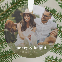 Merry und Bright | Modernes Foto Xmas Ornament