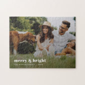 Merry und Bright | Modernes Foto Xmas Puzzle (Horizontal)