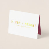 Merry und Bright | Modernes stilvolles Weihnachtsf Folienkarte (Vorderseite)