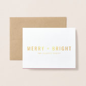 Merry und Bright | Modernes stilvolles Weihnachtsf Folienkarte (Vorderseite mit Umschlag)