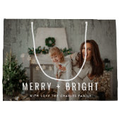 Merry und Bright | Modernes stilvolles Weihnachtsf Große Geschenktüte (Rückseite)