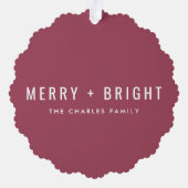 Merry und Bright | Modernes stilvolles Weihnachtsf Ornament Karte (Rückseite)