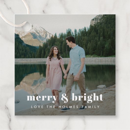 Merry und Bright | Modernes Weihnachtskaffee - Fot Geschenkanhänger (Vorderseite)