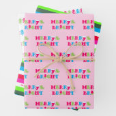 Merry und Bright Neon Pastel Weihnachten Geschenkpapier Set (Beispiel)