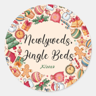 Merry und Bright Niedlich Personalisiert Runder Aufkleber