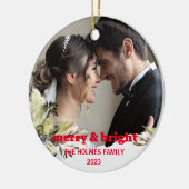 Merry und Bright | Niedliches WeihnachtskuchelFoto Keramik Ornament (Links)