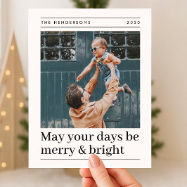 Merry und Bright | Olive Green Christmas Foto Feiertagskarte