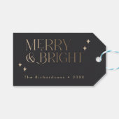 Merry und Bright Personalisiert Geschenkanhänger (Vorderseite (Horizontal))