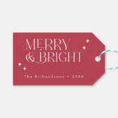 Merry und Bright Personalisiert Geschenkanhänger (Vorderseite (Horizontal))