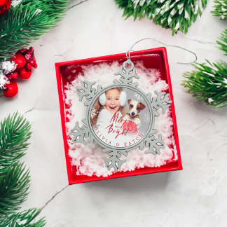 Merry und Bright | Pet Holiday Snowflake Schneeflocken Zinn-Ornament