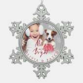 Merry und Bright | Pet Holiday Snowflake Schneeflocken Zinn-Ornament (Vorderseite)