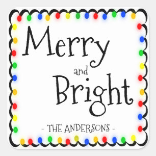 Merry und Bright Quadratischer Aufkleber