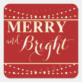 Merry und Bright Quadratischer Aufkleber