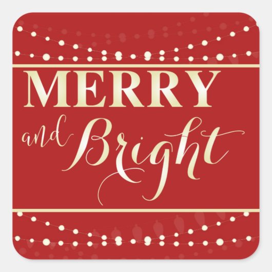 Merry und Bright Quadratischer Aufkleber (Vorderseite)