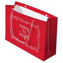 Merry und Bright Red Swirl Ribbon Geschenktasche